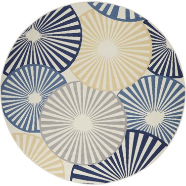 Grafix White 8' x 8' Round Contemporary Area Rug