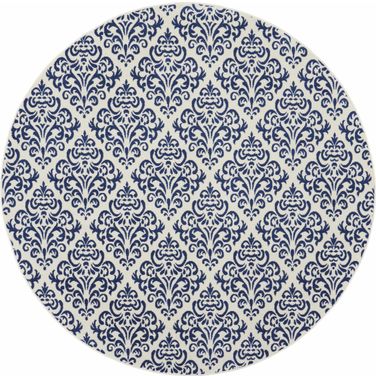 Grafix White and Blue 8' x 8' Round Area Rug