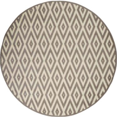 Grafix White and Grey 8' x 8' Round Area Rug