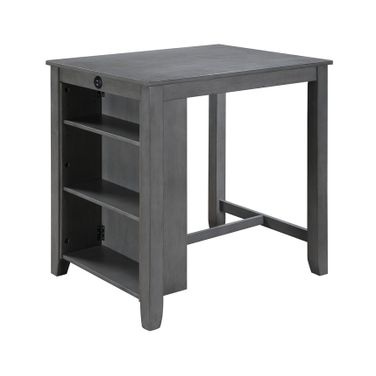 Graham 36 Inch Small Space Counter Height Dining Table with USB Charging Ports and Shelves In Gray