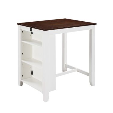 Graham 36 Inch Small Space Counter Height Dining Table with USB Charging Ports and Shelves In White