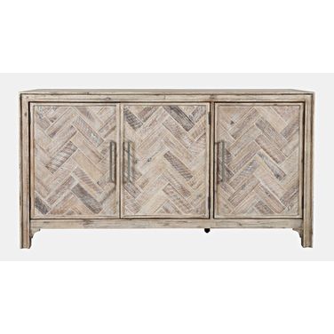 Gramercy Chevron 60 Inch 3 Door Accent Cabinet In Grey Wash