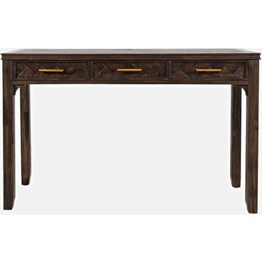 Gramercy Chevron 3 Drawer USB Charging Desk In Dark Brown