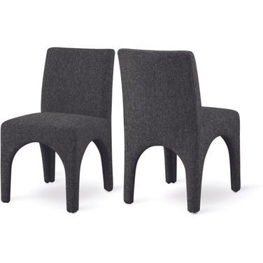 Gramercy Linen Textured Fabric Dining Chair Set of 2 In Black