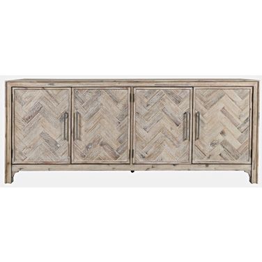 Gramercy Chevron 79 Inch 4 Door Accent Cabinet In Grey Wash