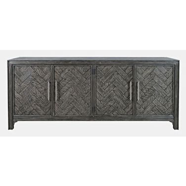 Gramercy Chevron 79 Inch 4 Door Accent Cabinet In Platinum