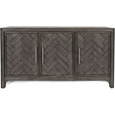 Gramercy Chevron 60 Inch 3 Door Accent Cabinet In Platinum