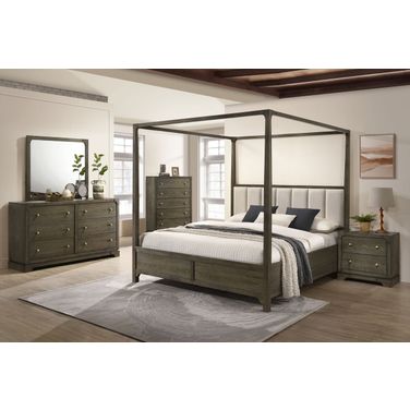 Gran Park  Canopy Bedroom Set In Dark Cocoa and Beige