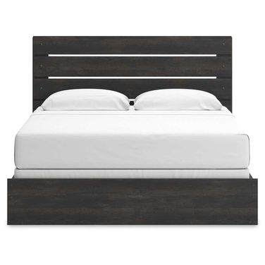 Granaport King Panel Bed with Storage In Dark Gray
