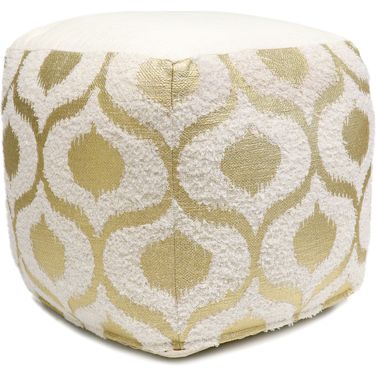 Grand Canyon Cotton Pouf, Gold Foiled In Ivory and Gold