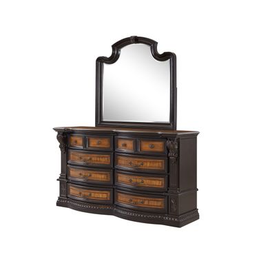 Grand Estates 9 Drawer Dresser in Cinnamon and Weathered Black