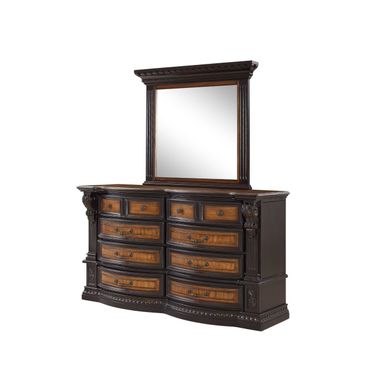 Grand Estates Shaped Bedroom Mirror in Cinnamon and Weathered Black