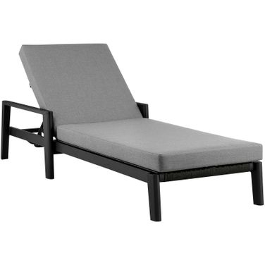 Grand Outdoor Patio Adjustable Chaise Lounge Chair In Aluminum with Gray Cushions