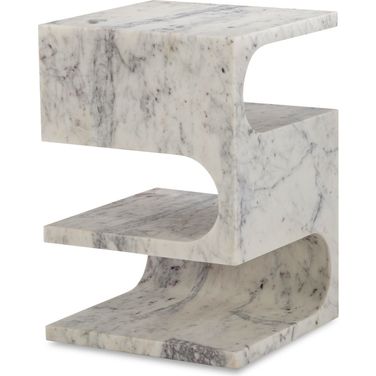 Grand Tour Furniture Ascoli Banswara Marble Accent Table In White