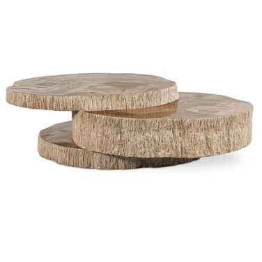Grand Tour Furniture Petrified Light Wood Stacked Cocktail In Natural