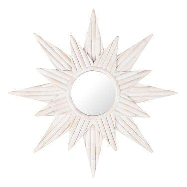 Grand Tour Furniture Sunburst Bone Mirror In White