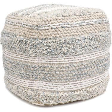 Grandcanyon Cotton Braided Pouf In Beige and White