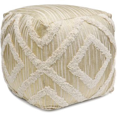 Grandcanyon Cotton Pouf In Ivory and Gold