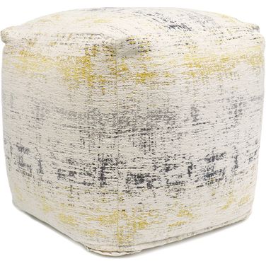 Grandcanyon Jacquard Woven Cotton Poufs In Ivory and Gold