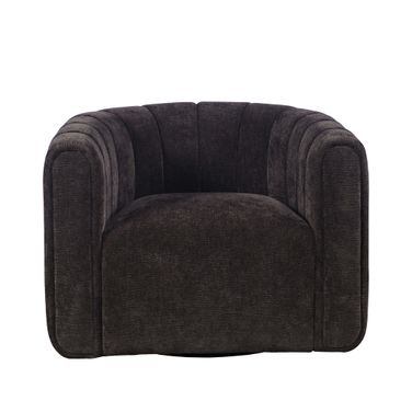 Grande Barrel Swivel Upolstered Tufted Accent Chair In Chocolate and Brown