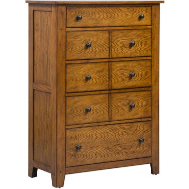 Grandpa's Cabin Aged Oak 5 Drawer Chest