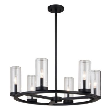Grantley 26 Inch 6 Light Indoor-Outdoor Chandelier In Matte Black