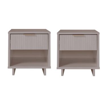 Granville Nightstand with 1 Drawer Set of 2 In Light Grey
