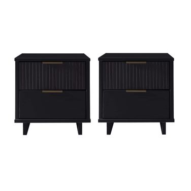 Granville Nightstand with 2 Drawer Set of 2 In Black