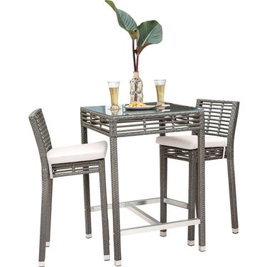 Graphite 3-Piece Pub Set with Cushions In Gray