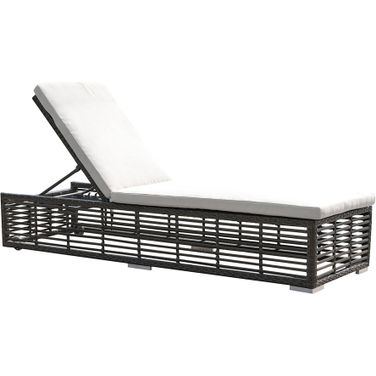 Graphite Chaise Lounge with Wheels and Cushion In Gray