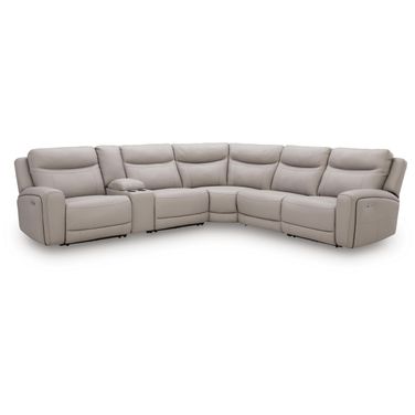 Gravier 6-Piece Power Reclining Sectional with Storage Console In Gray