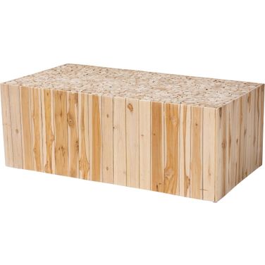 Grayson Wood Coffee Table with Unique Repurposed Wood Logs In Natural Teak