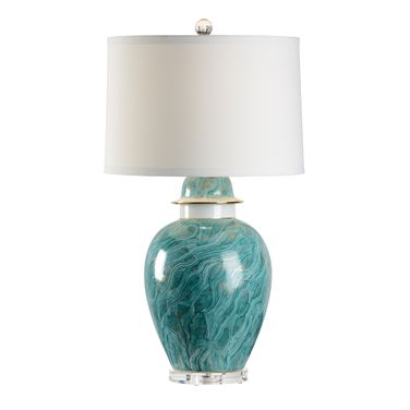 Green Marblized Lamp In Green and White