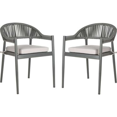 Greer Gray With Gray Cushion Stackable Rope Chair Set of 2