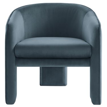 Greer Performance Velvet Upholstered Accent Armchair In Cadet Blue
