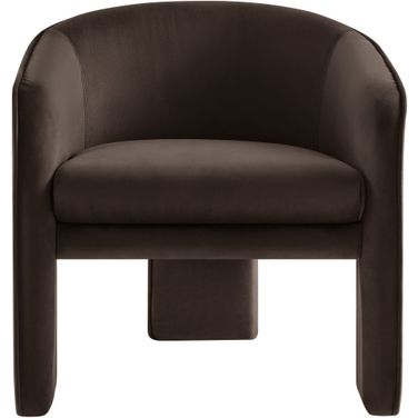 Greer Performance Velvet Upholstered Accent Armchair In Chocolate Brown