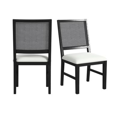 Grenada Dining Chair with Fabric Set of 2 In Black and White