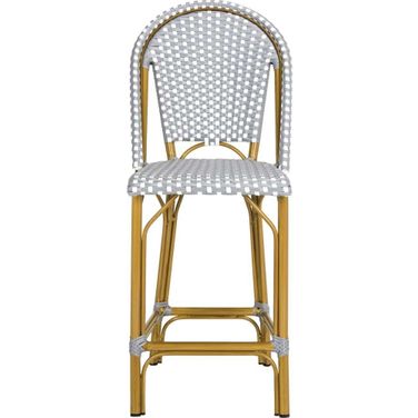 Gresley Grey and White Indoor/Outdoor Stacking French Bistro Counter Stool