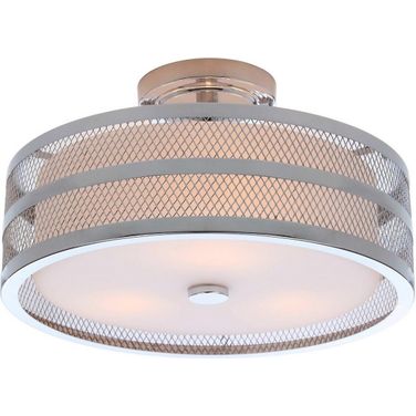 Greta 3 Light Chrome 15.75 Inch Dia Veil Semi Flush