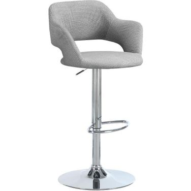 Grey Barstool In Chrome Metal With Hydraulic Lift