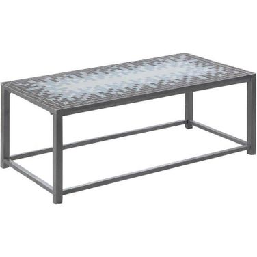 Grey Coffee Table With Tile Top Hammered Silver