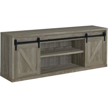 Brockton 71-inch 3-shelf Sliding Doors TV Console Grey Driftwood