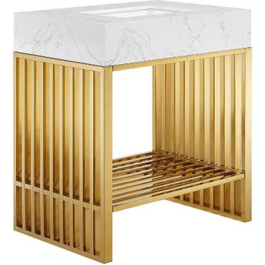 Gridiron 30 Inch Bathroom Vanity In White Gold