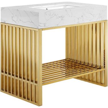 Gridiron 36 Inch Bathroom Vanity In White Gold