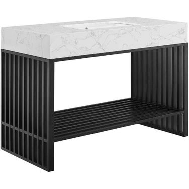 Gridiron 48 Inch Bathroom Vanity In White Black