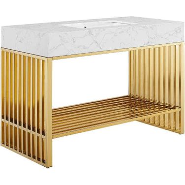 Gridiron Bathroom Vanity In White Gold