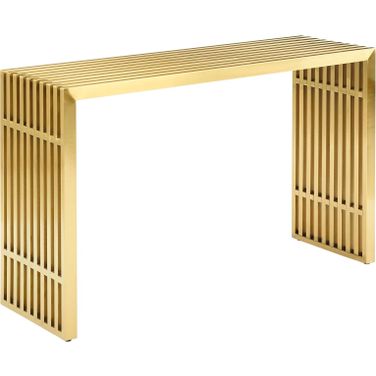 Gridiron Gold Stainless Steel Console Table