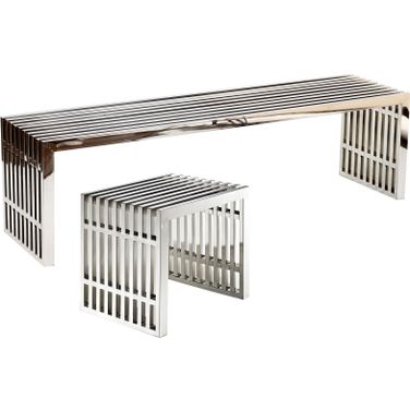 Gridiron Silver Benches Set of 2 EEI-868