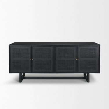 Grier 72 Inch Wood Sideboard with Cane In Black