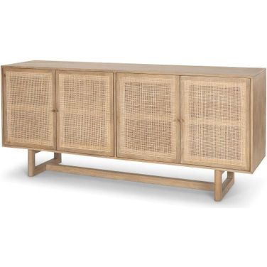 Grier Light Brown Solid Wood With Cane Sideboard